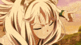 a close up of a girl with white hair and ears
