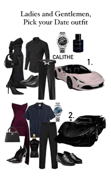 ladies and gentlemen pick your date outfit with a pink car
