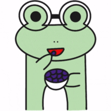 frog glasses green doodle grape