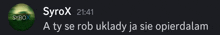 a screenshot of a text message from a person named syrox