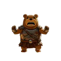 a cartoon of a bear wearing armor and a belt