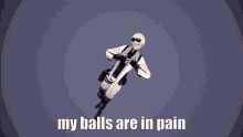 a 3d model of a man with the words my balls are in pain