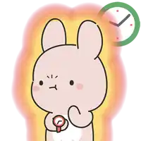 a cartoon of a rabbit with a watch on its wrist