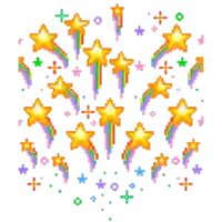 a pattern of stars and rainbows with a cross in the middle