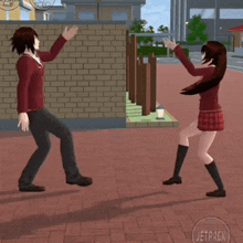 a boy and a girl are dancing in a video game with the word jetpack in the corner