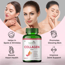 a bottle of simply herbal collagen claims it helps in spots and wrinkles and promotes glowing skin