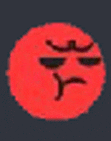 a red circle with an angry face on it
