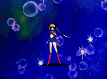 a cartoon of a girl in a sailor suit with a pink bow