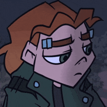 a close up of a cartoon character 's face