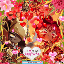 a picture of a couple of cartoon characters with a heart that says i love my boyfriend