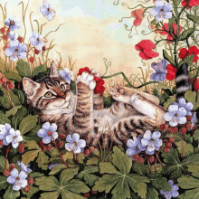 цветыкотылето Cat GIF - цветыкотылето Cat Flowers GIFs