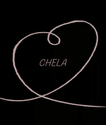a drawing of a swirl with the word chela written on it