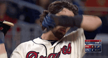 dansby swanson sweaty baseball tired exhausted