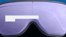 a pair of purple goggles with a white rectangle in the middle of them