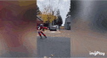 a tik tok video of a person rollerblading down a road