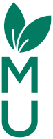 a green logo with the letter m and u