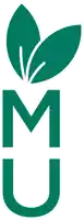 a green logo with the letter m and u