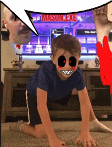 a child with a speech bubble that says mason.exe