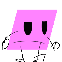 a drawing of a pink square with a sad face and xd written below it