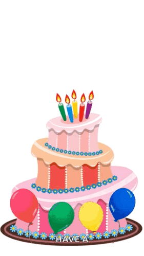 Animated Happy birthday cake and text GIF | Funimada.com