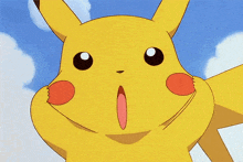 a close up of a pikachu with a surprised look on its face