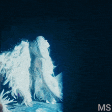 a photo of a woman with angel wings has the letters ms below it