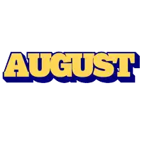 a yellow and blue sign that says august