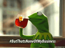 Kermit The Frog But Thats None Of My Business GIF - Kermit The Frog But Thats None Of My Business Sipping Tea GIFs