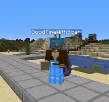 a screenshot of a video game called minecraft shows the back of a character wearing a blue armor