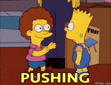Pushing GIF - The Simpsons Bart Simpson Todd GIFs