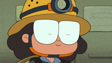 a cartoon character is wearing a helmet and glasses
