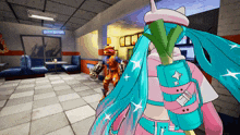a cartoon character in a diner with a sign that says buffet