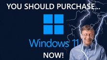 bill gates is surrounded by lightning and says you should purchase windows now