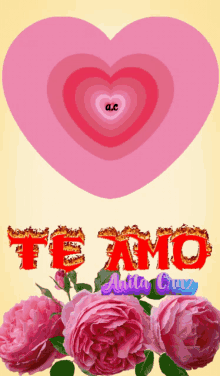 a pink heart with the word te amo written on it