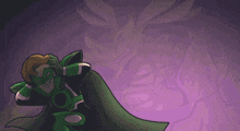 a cartoon of a man in a green cape and mask