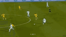 a group of soccer players on a field with x_mh211 on the bottom right