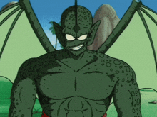 a cartoon character with green wings and a beard