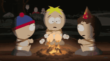roasting marshmallows stan marsh butters stotch south park a boy and a priest