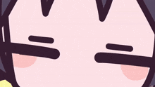 a close up of a cartoon character 's eyes with a yellow swirl in the middle