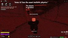 a screenshot of a video game called area 47 has the most realistic physics .
