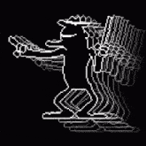 it looks like a pixel art of a person standing in the dark .