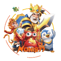 monis77 logo with a king a crab and a penguin