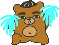 a cartoon drawing of a teddy bear with a black hat