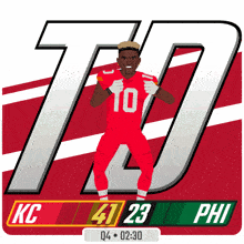 a cartoon illustration of a football player with the number 10 on his jersey