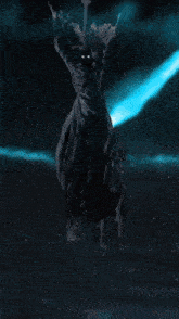 a blue background with a light coming out of the bottom