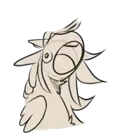 a drawing of a bird with long feathers and a circle around its head