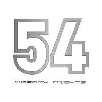 a logo for a dreamy night with the number 54 on it