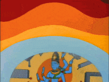 a cartoon drawing of a man with many hands