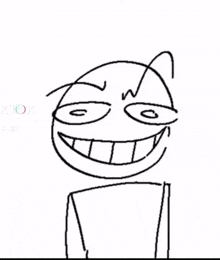 a black and white drawing of a cartoon character with big teeth and glasses .