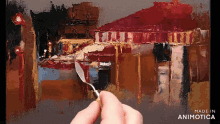 a painting is being painted with a spatula and the words made in animotica are visible
